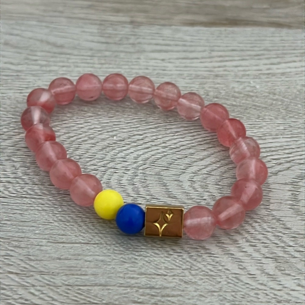 The Spotlight Project Down Syndrome Acceptance Beaded Stretch Bracelet Pink